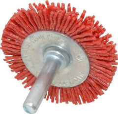 Value Collection - 2" OD, 1/4" Shank Diam, Crimped Nylon Wheel Brush - 1/4" Face Width, 5/16" Trim Length, 4,500 RPM - Industrial Tool & Supply