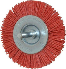 Value Collection - 3" OD, 1/4" Shank Diam, Crimped Nylon Wheel Brush - 1/4" Face Width, 5/16" Trim Length, 4,500 RPM - Industrial Tool & Supply
