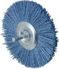 Value Collection - 4" OD, 1/4" Shank Diam, Crimped Nylon Wheel Brush - 1/4" Face Width, 5/16" Trim Length, 4,500 RPM - Industrial Tool & Supply
