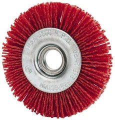 Value Collection - 3" OD, 1/2" Shank Diam, 1/2" Arbor Hole, Crimped Nylon Wheel Brush - 3/8" Face Width, 5/16" Trim Length, 4,500 RPM - Industrial Tool & Supply