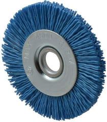Value Collection - 3" OD, 1/2" Shank Diam, 1/2" Arbor Hole, Crimped Nylon Wheel Brush - 3/8" Face Width, 5/16" Trim Length, 4,500 RPM - Industrial Tool & Supply