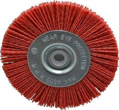 Value Collection - 4" OD, 1/2" Shank Diam, 1/2" Arbor Hole, Crimped Nylon Wheel Brush - 1/2" Face Width, 5/16" Trim Length, 4,500 RPM - Industrial Tool & Supply