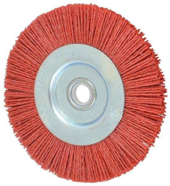 Value Collection - 5" OD, 5/8" Shank Diam, 5/8" Arbor Hole, Crimped Nylon Wheel Brush - 5/16" Face Width, 5/16" Trim Length, 3,750 RPM - Industrial Tool & Supply