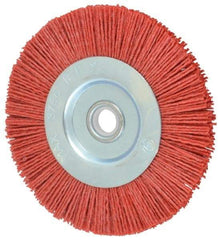 Value Collection - 5" OD, 5/8" Shank Diam, 5/8" Arbor Hole, Crimped Nylon Wheel Brush - 5/16" Face Width, 5/16" Trim Length, 3,750 RPM - Industrial Tool & Supply