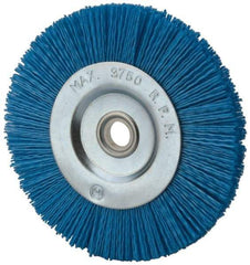 Value Collection - 5" OD, 5/8" Shank Diam, 5/8" Arbor Hole, Crimped Nylon Wheel Brush - 5/16" Face Width, 5/16" Trim Length, 3,750 RPM - Industrial Tool & Supply