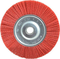 Value Collection - 6" OD, 5/8" Shank Diam, 5/8" Arbor Hole, Crimped Nylon Wheel Brush - 5/16" Face Width, 5/16" Trim Length, 3,750 RPM - Industrial Tool & Supply