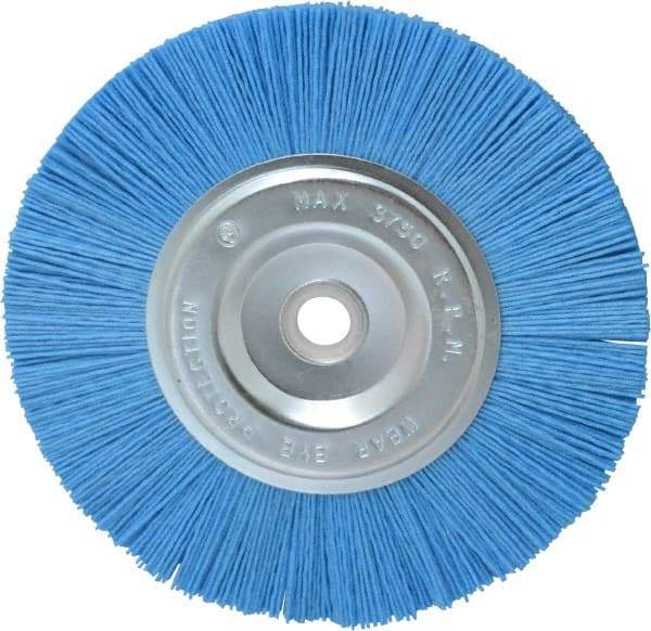Value Collection - 6" OD, 5/8" Shank Diam, 5/8" Arbor Hole, Crimped Nylon Wheel Brush - 5/16" Face Width, 5/16" Trim Length, 3,750 RPM - Industrial Tool & Supply