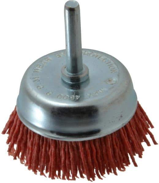 Value Collection - 2" Diam, 1/4" Hole Size Straight Wire Nylon Cup Brush - Coarse Grade, 4,500 Max RPM - Industrial Tool & Supply