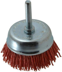 Value Collection - 2" Diam, 1/4" Hole Size Straight Wire Nylon Cup Brush - Coarse Grade, 4,500 Max RPM - Industrial Tool & Supply