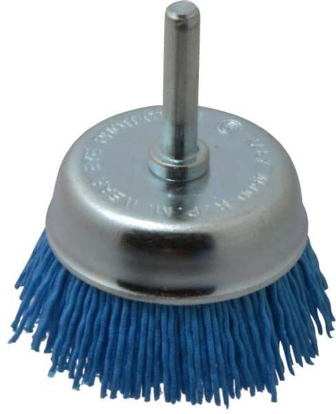 Value Collection - 2" Diam, 1/4" Hole Size Straight Wire Nylon Cup Brush - Fine Grade, 4,500 Max RPM - Industrial Tool & Supply