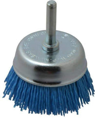 Value Collection - 2" Diam, 1/4" Hole Size Straight Wire Nylon Cup Brush - Fine Grade, 4,500 Max RPM - Industrial Tool & Supply