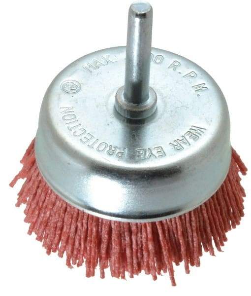 Value Collection - 3" Diam, 1/4" Hole Size Straight Wire Nylon Cup Brush - Coarse Grade, 4,500 Max RPM - Industrial Tool & Supply