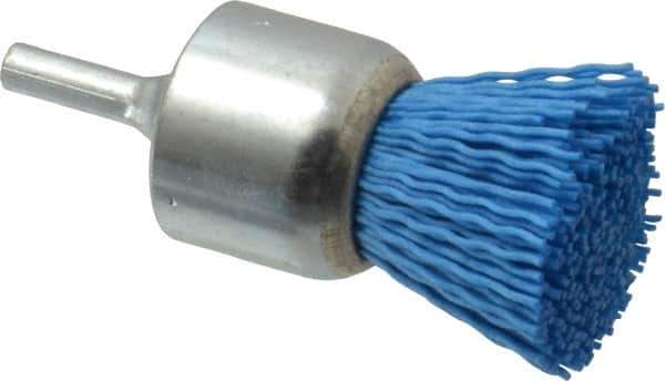Value Collection - 1-3/16" Brush Diam, End Brush - Fine Grade, 1/4" Diam Shank, 18,000 Max RPM - Industrial Tool & Supply