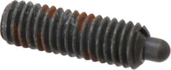 Jergens - 3/8-16, 1-1/8" Thread Length, 3/16" Plunger Projection, Steel Threaded Spring Plunger - 0.186" Max Plunger Diam, 1-1/8" Plunger Length, 5.5 Lb Init End Force, 14.5 Lb Final End Force, 3/16" Hex - Industrial Tool & Supply