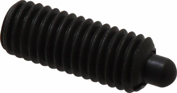 Jergens - 1/2-13, 1-1/4" Thread Length, 1/4" Plunger Projection, Steel Threaded Spring Plunger - 1/4" Max Plunger Diam, 1-1/4" Plunger Length, 6.6 Lb Init End Force, 17.4 Lb Final End Force, 1/4" Hex - Industrial Tool & Supply