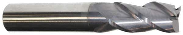 Accupro - 15/32", 1" LOC, 1/2" Shank Diam, 3" OAL, 3 Flute, Solid Carbide Square End Mill - Single End, AlTiN Finish, Spiral Flute, 40° Helix, Centercutting, Right Hand Cut, Right Hand Flute - Industrial Tool & Supply