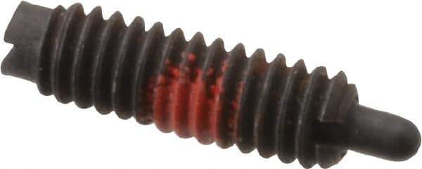 Jergens - 8-32, 1/2" Thread Length, 3/32" Plunger Projection, Steel Threaded Spring Plunger - 0.07" Max Plunger Diam, 1/2" Plunger Length, 0.5 Lb Init End Force, 4 Lb Final End Force - Industrial Tool & Supply