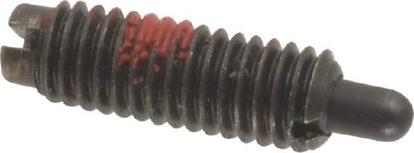 Jergens - 10-32, 9/16" Thread Length, 1/8" Plunger Projection, Steel Threaded Spring Plunger - 0.093" Max Plunger Diam, 9/16" Plunger Length, 0.5 Lb Init End Force, 5 Lb Final End Force - Industrial Tool & Supply