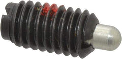 Jergens - 3/8-16, 11/16" Thread Length, 3/16" Plunger Projection, Steel Threaded Spring Plunger - 0.186" Max Plunger Diam, 11/16" Plunger Length, 1.5 Lb Init End Force, 7.5 Lb Final End Force - Industrial Tool & Supply