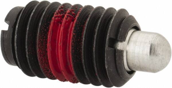 Jergens - 1/2-13, 13/16" Thread Length, 1/4" Plunger Projection, Steel Threaded Spring Plunger - 1/4" Max Plunger Diam, 13/16" Plunger Length, 1.7 Lb Init End Force, 8.5 Lb Final End Force - Industrial Tool & Supply
