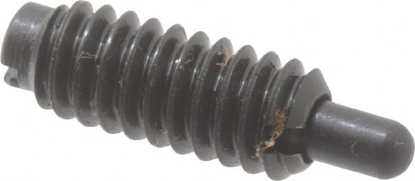 Jergens - 1/4-20, 5/8" Thread Length, 3/16" Plunger Projection, Steel Threaded Spring Plunger - Industrial Tool & Supply