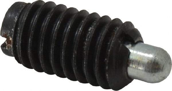 Jergens - 3/8-16, 11/16" Thread Length, 3/16" Plunger Projection, Steel Threaded Spring Plunger - 0.186" Max Plunger Diam, 11/16" Plunger Length, 1.5 Lb Init End Force, 7.5 Lb Final End Force - Industrial Tool & Supply