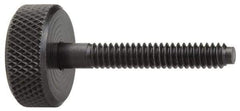 Jergens - 5/16-18 Knurled Shoulderless Dog Point Tip Grade 1215 Steel Thumb Screw - 2-1/8" OAL, 1-1/8" Head Diam x 3/8" Head Height, Black Oxide Finish - Industrial Tool & Supply