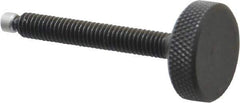 Jergens - 5/16-18 Knurled Shoulderless Swivel Pad Tip Grade 1215 Steel Thumb Screw - 2-7/8" OAL, 1-1/8" Head Diam x 3/8" Head Height, Black Oxide Finish - Industrial Tool & Supply