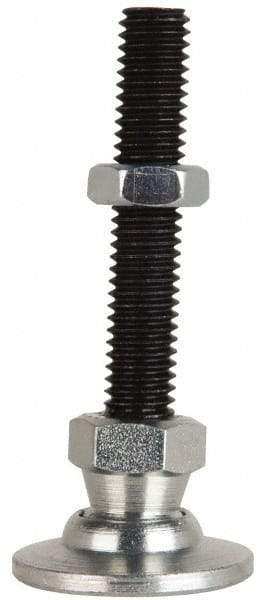 Jergens - 3/8-16 Bolt Thread, Studded Pivotal Stud Mount Leveling Pad & Mount - 2,300 Max Lb Capacity, 1-1/4" Base Diam - Industrial Tool & Supply