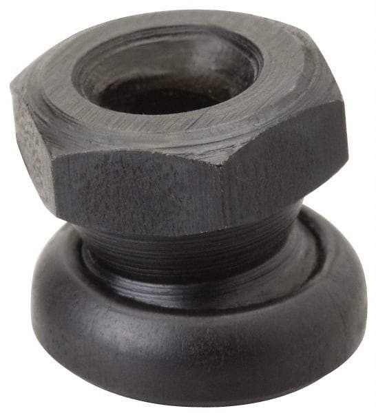 Jergens - 3/4-10, 1-1/8" Pad Diam, Uncoated Bottom, Steel Toggle Pad - 1-5/32" OAL, 1-1/16" Width Across Flats, Black Oxide Coated, Grade 4140, 6° Swivel Angle - Industrial Tool & Supply