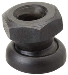 Jergens - 5/8-11, 15/16" Pad Diam, Uncoated Bottom, Steel Toggle Pad - 1" OAL, 7/8" Width Across Flats, Black Oxide Coated, Grade 4140, 6° Swivel Angle - Industrial Tool & Supply