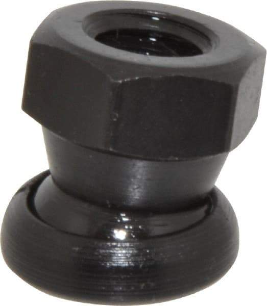 Jergens - 3/8-16, 11/16" Pad Diam, Uncoated Bottom, Steel Toggle Pad - 25/32" OAL, 5/8" Width Across Flats, Black Oxide Coated, Grade 4140, 6° Swivel Angle - Industrial Tool & Supply