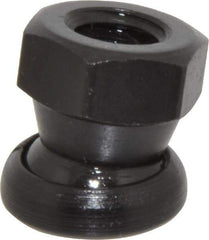 Jergens - 3/8-16, 11/16" Pad Diam, Uncoated Bottom, Steel Toggle Pad - 25/32" OAL, 5/8" Width Across Flats, Black Oxide Coated, Grade 4140, 6° Swivel Angle - Industrial Tool & Supply