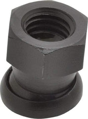 Jergens - 1/2-13, 13/16" Pad Diam, Uncoated Bottom, Steel Toggle Pad - 7/8" OAL, 3/4" Width Across Flats, Black Oxide Coated, Grade 4140, 6° Swivel Angle - Industrial Tool & Supply
