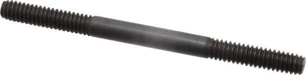 Jergens - 1/4-20 3-1/2" OAL Equal Double Threaded Stud - Alloy Steel, Black Oxide Finish, 1" Equal Thread Length - Industrial Tool & Supply
