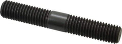 Jergens - 5/8-11 4" OAL Equal Double Threaded Stud - Alloy Steel, Black Oxide Finish, 1-9/16" Equal Thread Length - Industrial Tool & Supply