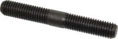 Jergens - 5/8-11 4-1/2" OAL Equal Double Threaded Stud - Alloy Steel, Black Oxide Finish, 1-3/4" Equal Thread Length - Industrial Tool & Supply