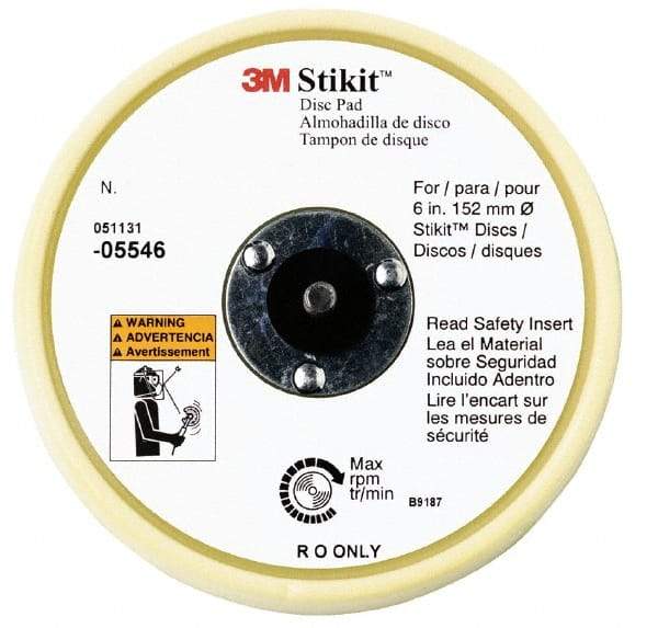 3M - 6" Diam Adhesive/PSA Disc Backing Pad - Soft Density, 10,000 RPM - Industrial Tool & Supply