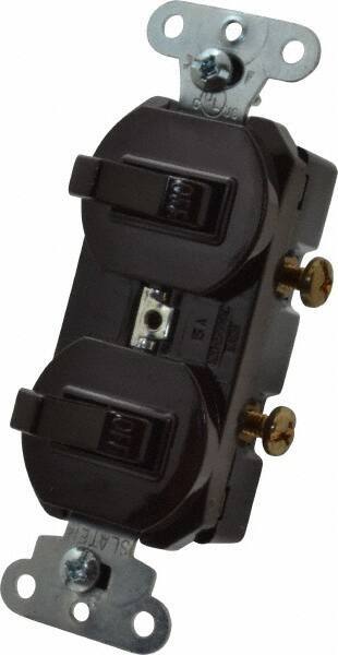 Pass & Seymour - 1 Pole, 120/277 VAC, 15 Amp, Flush Mounted, Self Grounding, Tamper Resistant Duplex Switch - NonNEMA Configuration, 2 Switch, Side Wiring, UL Listed 20 Standard - Industrial Tool & Supply