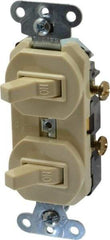 Pass & Seymour - 1 Pole, 120/277 VAC, 20 Amp, Flush Mounted, Ungrounded, Tamper Resistant Duplex Switch - NonNEMA Configuration, 2 Switch, Side Wiring, UL Listed 20 Standard - Industrial Tool & Supply