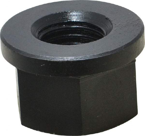 Jergens - 7/8-9, 1-3/4" Flange Diam, 1-1/8" High, 1-7/16" Across Flats, Flange Nut - Grade Low Carbon Steel Steel, Black Oxide Finish, 1/4" Flange Height, TCMA - Industrial Tool & Supply