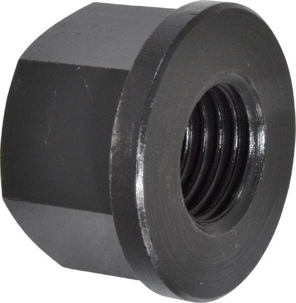 Jergens - 1-8, 2" Flange Diam, 1-1/4" High, 1-5/8" Across Flats, Flange Nut - Grade Low Carbon Steel Steel, Black Oxide Finish, 1/4" Flange Height, TCMA - Industrial Tool & Supply