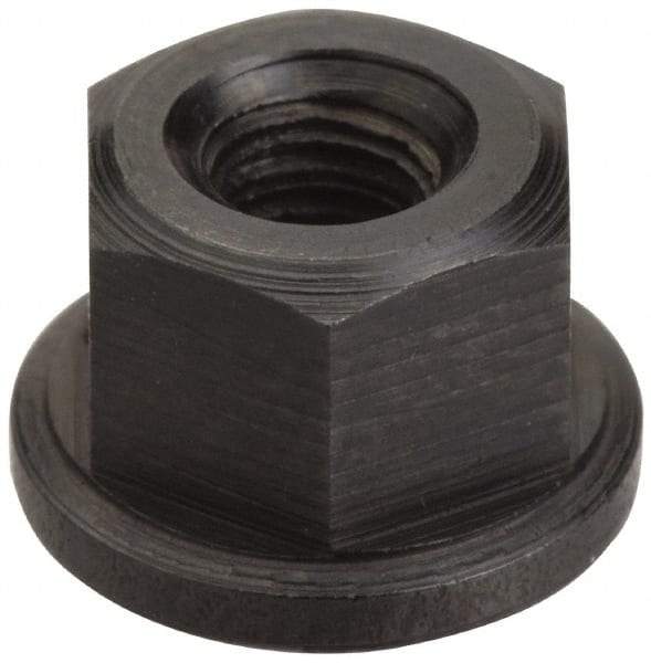 Gibraltar - 1/4-20 Steel Black Oxide Spherical Flange Nut - Grade 12L14, 5/16" High, 5/8" Diam x 3/32" High Flange, 3/4" Radius - Industrial Tool & Supply