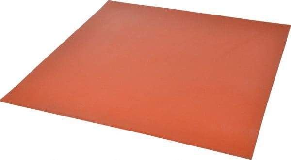 Made in USA - 12" Long, 12" Wide, 1/8" Thick, Silicone Rubber Foam Sheet - 35 to 45 Durometer, Orange-Red, -60 to 600°F, 650 psi Tensile Strength, Plain Backing, Stock Length - Industrial Tool & Supply