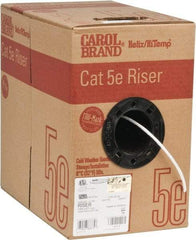 Made in USA - Cat5e, 24 AWG, 4 Wires, Unshielded Network & Ethernet Cable - White, Polyolefin, 1,000' OAL - Industrial Tool & Supply