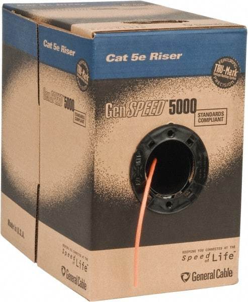 Made in USA - Cat5e, 24 AWG, 4 Wires, Network & Ethernet Cable - Orange, Polyolefin, 1,000' OAL - Industrial Tool & Supply