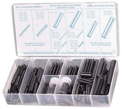 Precision Brand - 287 Piece, 1.5 to 10mm Pin Diam, Spring Pin Assortment - 1.5 to 80mm Long, Steel - Industrial Tool & Supply