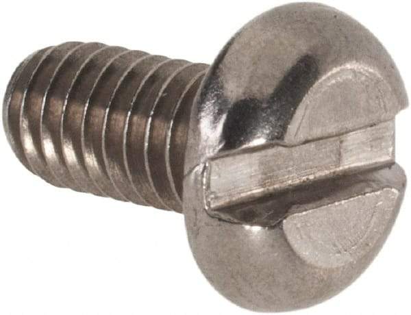 Value Collection - M4x0.70 Metric Coarse, 8mm Length Under Head Slotted Drive Machine Screw - Pan Head, Grade 18-8 & A2 Stainless Steel, Uncoated, Without Washer - Industrial Tool & Supply