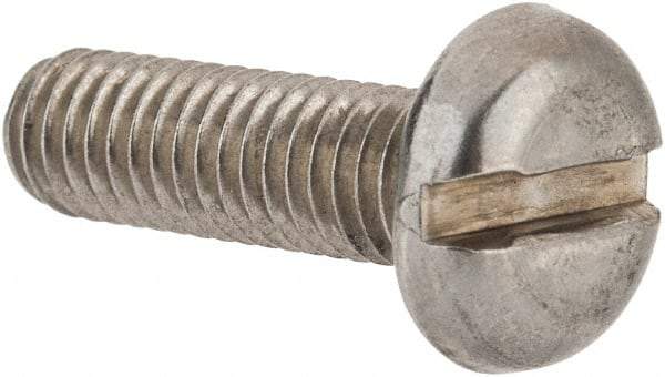 Value Collection - M6x1.00 Metric Coarse, 20mm Length Under Head Slotted Drive Machine Screw - Pan Head, Grade 18-8 & A2 Stainless Steel, Uncoated, Without Washer - Industrial Tool & Supply