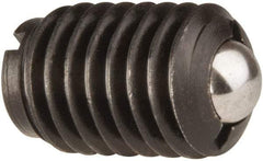 Jergens - 1/2-13, 0.281" Ball Diam, 3/4" Body Length, 0.072" Max Ball Reach, Threaded Ball Plunger - Steel Body, Stainless Steel Ball, 6 Lb Initial End Force, 30 Lb Final End Force, Locking Element - Industrial Tool & Supply